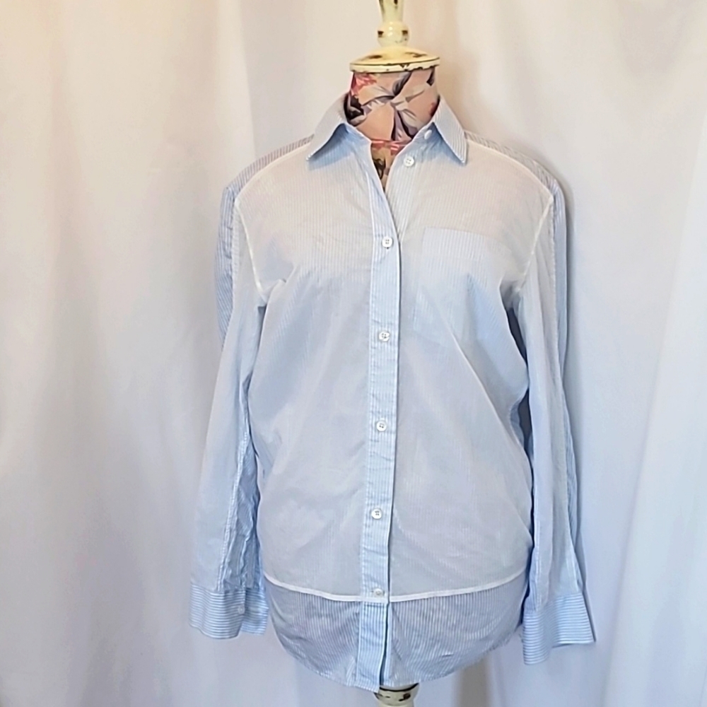 ACNE STUDIO'S 100% Cotton Striped Button down layered Blouse Shirt